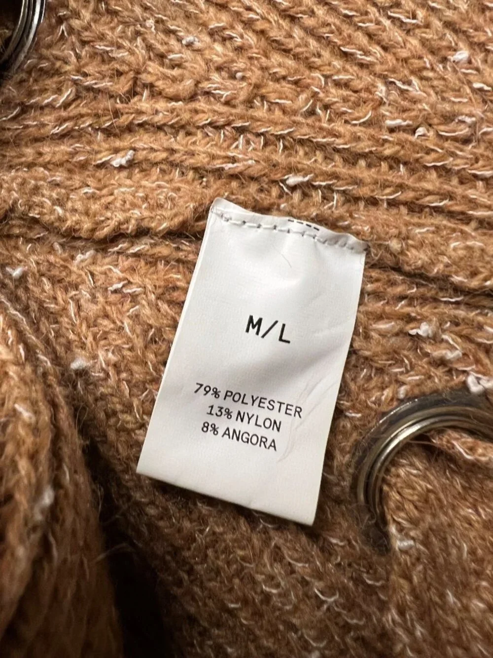 Kerisma Brown Mock Neck Angola Blend Sweater Knit Lace Oversized Soft M/L - Picture 7 of 9